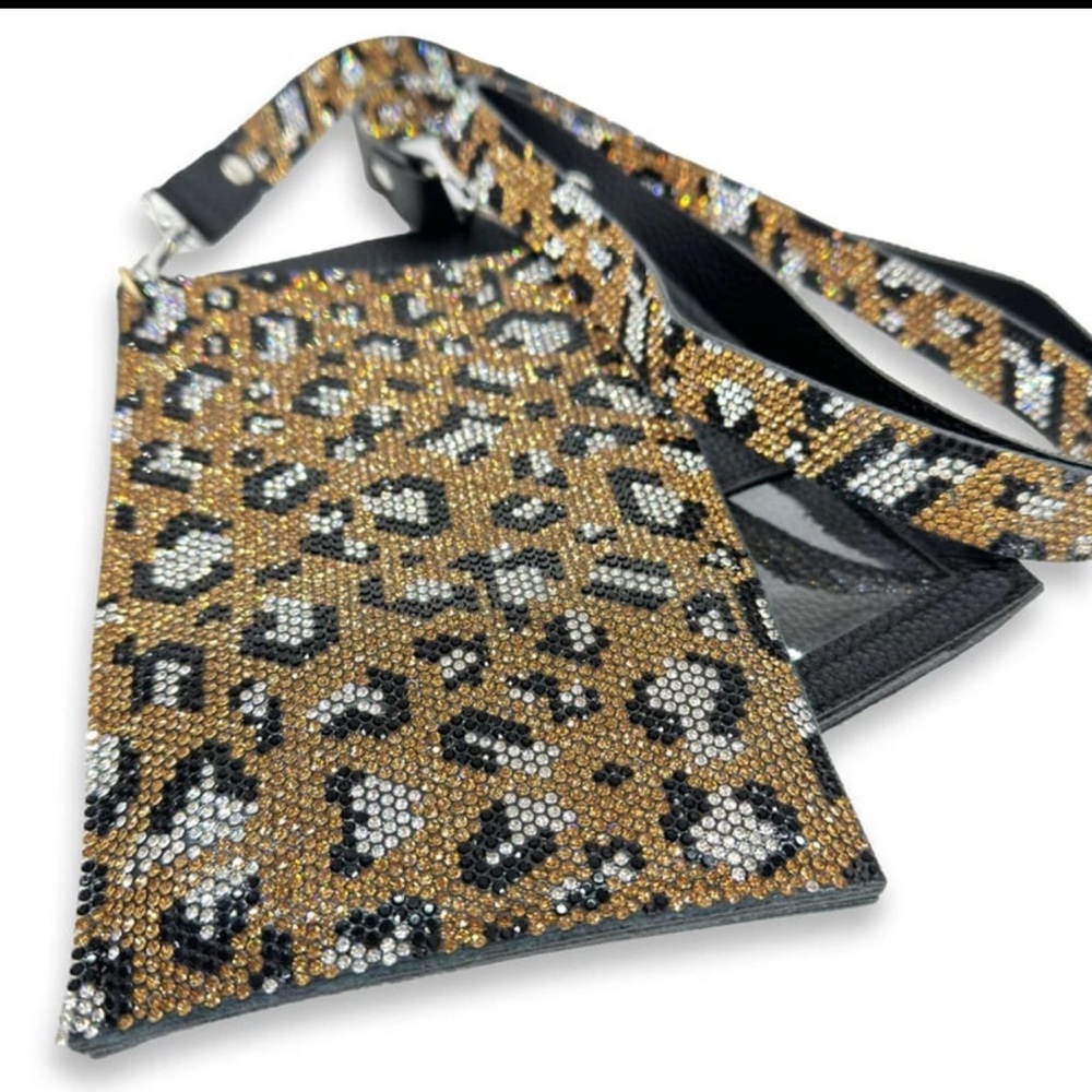 WILD LEOPARD CELLPHONE CROSSBODY PURSE GOLD